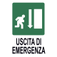 Cartello segnaletico USCITA EMERGENZA FRECCIA VERSO IL BASSO - cod. art. A01047 - cod. A01047