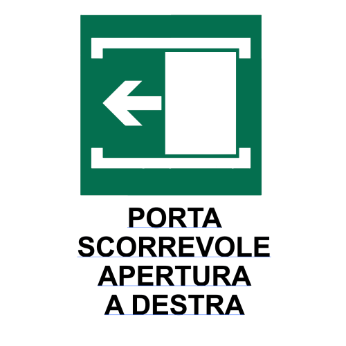 Cartello segnaletico PORTA SCORREVOLE DESTRA - cod. art. PSD - cod. PSD