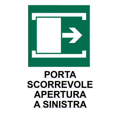 Cartello segnaletico PORTA SCORREVOLE SINISTRA - cod. art. PSS - cod. PSS