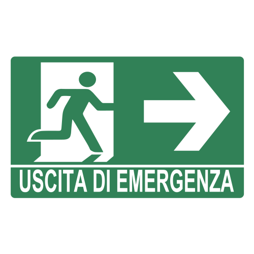 Cartello segnaletico USCITA EMERGENZA FRECCIA VERSO DESTRA - cod. art. A01138 - cod. A01138