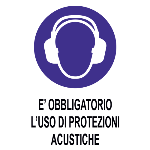 Cartello segnaletico E’ OBBLIGATORIO L’USO DI PROTEZIONI ACUSTICHE - cod. art. A00781 - cod. A00781