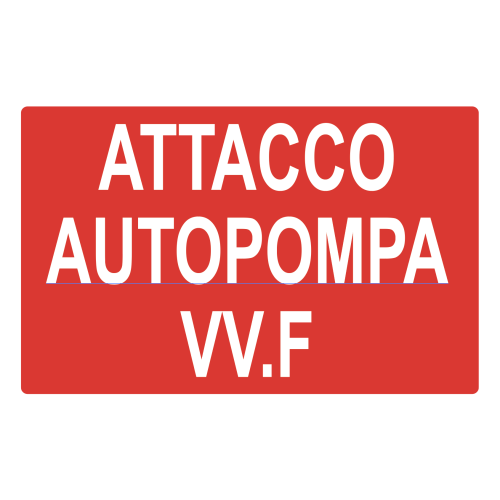 Cartello segnaletico ATTACCO AUTOPOMPA VV.F - cod. art. A01017 - cod. A01017