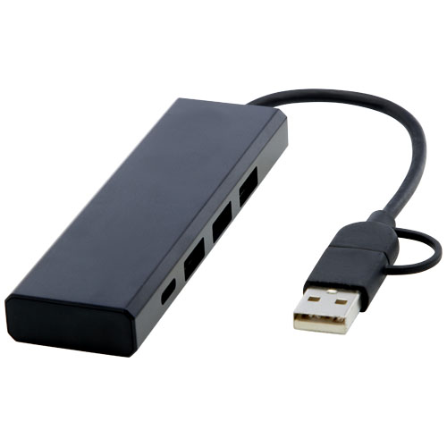 Hub USB 2.0 in alluminio riciclato RCS Rise - cod. P124344