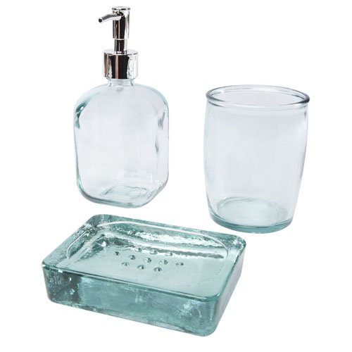 Set da bagno Jabony da 3 pezzi in vetro riciclato - cod. P126190